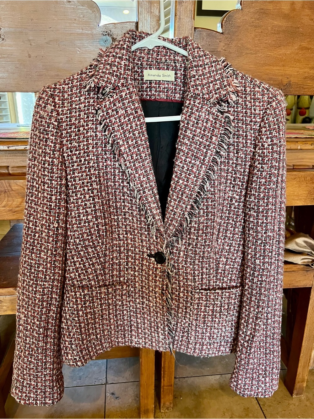 VINTAGE PREPPY RED TWEED BLAZER - AMANDA SMITH